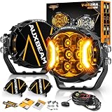 Auxbeam 3 Inch LED Round Pods, V-Ultra Series 3 Modes Amber Driving Light