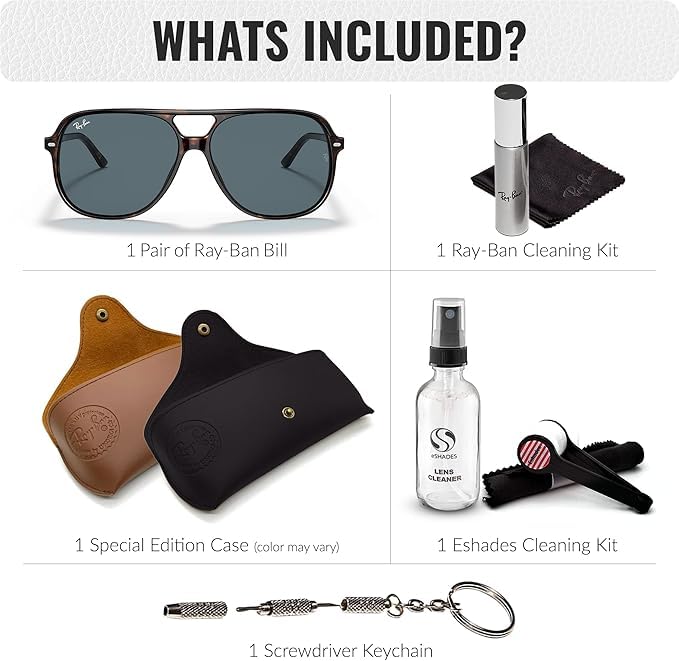 Image of Ray-Ban RB2198 BILL Square Shaped Sunglasses for Men & Women with Official RAYBAN Eyewear Kit
