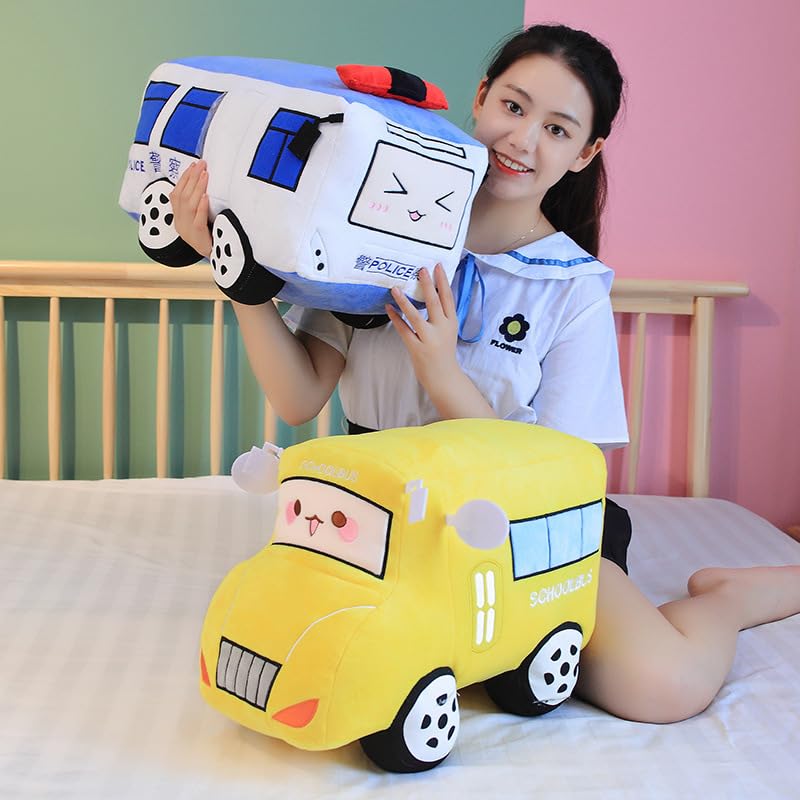 Image of Car Plush Toy Soft Stuffed Car Plush Pillow Toy CuteTractor Cartoon Throw Pillow Plushie Gifts for Kids Birthday Christmas Party (Bus)