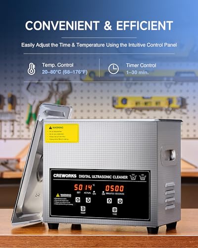 Creworks DUCM10300 3L Digital Ultrasonic Cleaning Machine With Heater And Timer, 120W Stainless Steel Ultrasonic Cleaner Machine thumb #5