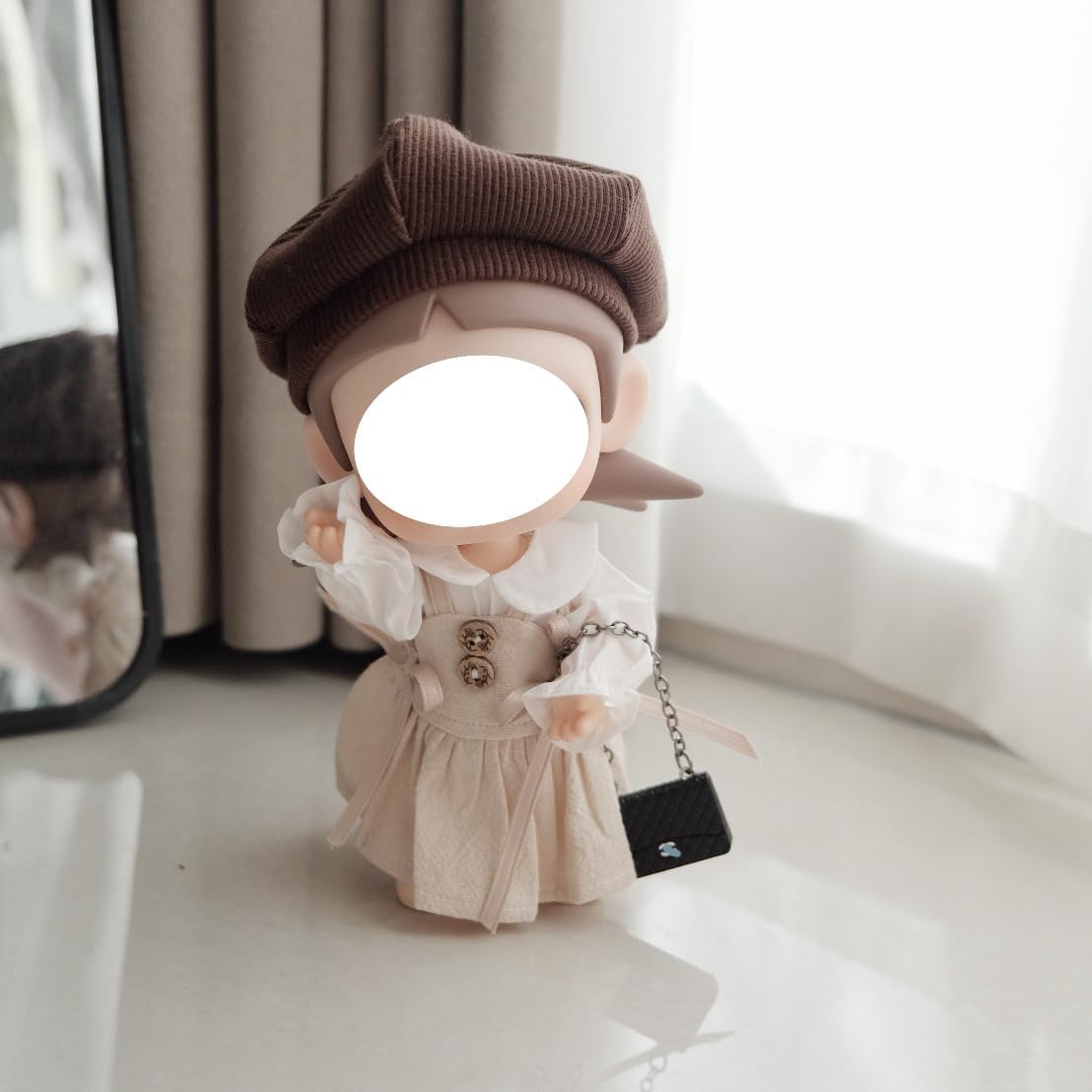 Clothes for 8 inch Zisiga Doll, 5 pcs Set 20cm Doll's Outfits Luxury Caps Scarf Shirt Pants Shoes Accessories High-end Stylish Adorable Dolls Clothes (No Doll) (Lady Beige)