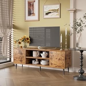 JUMMICO TV Stand for 65 Inch TV, Modern Entertainment Center with Storage Cabinet and Open Shelves, TV Console Table Media Cabinet for Living Room, Bedroom and Office (Rustic Brown) JUMMICO TV Stand for 65 Inch TV Modern Entertainment Center with Storage Cabinet and Open Shelves TV Console Table Media Cabinet for Living Room Bedroom and Office Rustic Brown