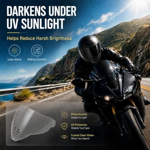 Image of PSLER IC-06 visor- Icon Airflite Face Shield Motorcycle Helmet Visor Accessories Replacement for Icon Airflite IC-06,Photochromic