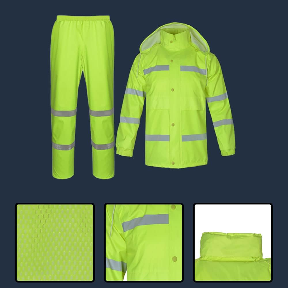 Traje impermeable de alta visibilidad, chaqueta y pantalones impermeables de alta visibilidad, ropa de trabajo al aire libre para obras de carretera, seguridad y tráfico (4XL/185)