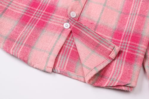 Image of SANGTREE Women and Girls Long Sleeve Flannel Casual Button Down Plaid Shirt