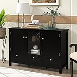 Knocbel Modern 3-Drawer Console Table Buffet Sideboard with Adjustable Shelves and 3 Doors, Entry Ha