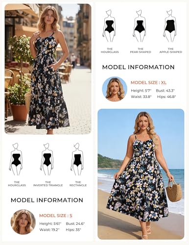Image of GRACE KARIN 2026 Women's Spaghetti Vacation Sundress Summer Beach Flowy Boho Floral Maxi Dresses with Pockets