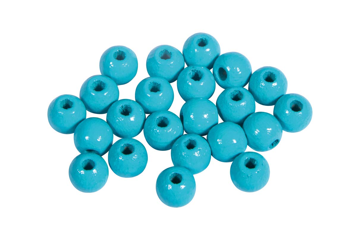 Rayher 1250107 Wooden Beads FSC 100%, Polished, 6mm ø, Turquoise, tab-Bag 115 pcs.