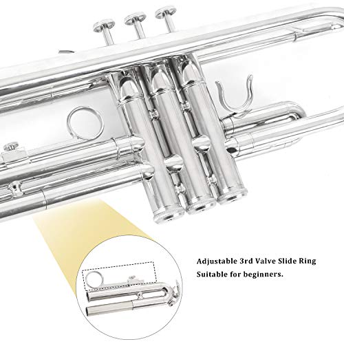 image for EASTROCK Bb Trumpet Standard Trumpet Set with Carrying Case,Gloves, 7C