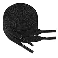 Polar Rabbit 2 Pairs Flat Shoe Laces for Sneakers 5/16\" Wide Athletic Shoelaces Boot Strings in 24\"-79\" for Kids Adults Black 150CM 59\"