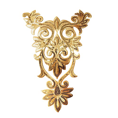 Apliques Bordados De Búho De Color Dorado, Apliques De Lentejuelas, Cuello, Vestido De Boda, Tela De Ajuste, Hierro En Parches De Costura, Decoración Cover