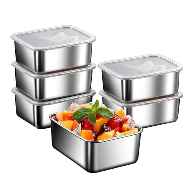 Stainless Steel Small Food Storage Containers with Leak Proof Clear Lids Food Serving and baking Steel Kitchen Storage Box Set for Lunch, Fridge & Meal Prep (Pack of 4)-picture-12