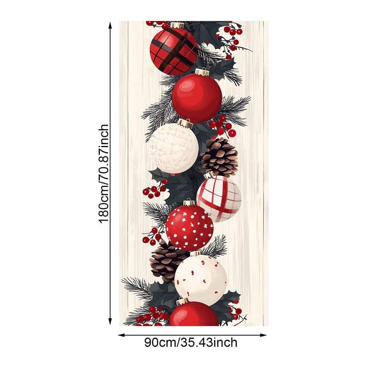 4-teilige Weihnachtstür-Dekoration – Weihnachtsmann, Schneemann, Krippe & Weihnachtsbaum, Je 90x200 Cm, Polyester
