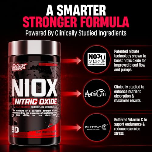 Image of Nutrex NIOX Nitric Oxide | PREMIUM PUMP BOOSTER FOR MAX VASCULARITY - 90Caps (Authentic Verification)