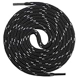Mount Swiss runde Premium-Schnürsenkel für Arbeitsschuhe, Wanderschuhe und Trekkingschuhe - Polyester - ø 4,5 mm - sehr reißfest - Farbe Schwarz-Grau Länge 100cm