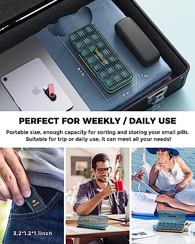 Image of Pill Organizer 3 Times A Day, 7 Day Pill Box 3 Times A Day - Acedada Weekly Vitamin Box Organizer with 7 Separate Containers, Portable Daily Medicine Planner Case for Vitamin Fish Oil Supplement, Blue
