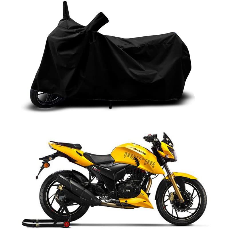Image of 100% Scratchproof /UV-Rays /Heat Protection /Birds Dropping /Water Resistant /Dust Proof /Waterproof /Full Bike Scooty Two Wheeler Body Cover Compatible for Apache RTR 310 All Varients[Black]