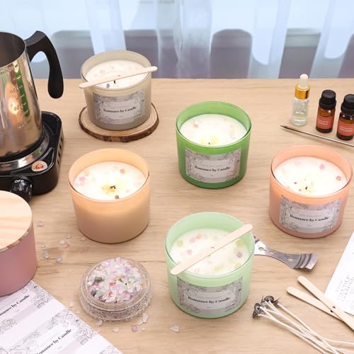 6Pcs Assorted Camel Candle Jars for Making Candles, 12oz Empty Candle Jars with Bamboo Lids,Labels and 100g Crystal Rocks, Glass Jars for Candle Making Supplies, Candle Containers for DIY Gifts - Image 5