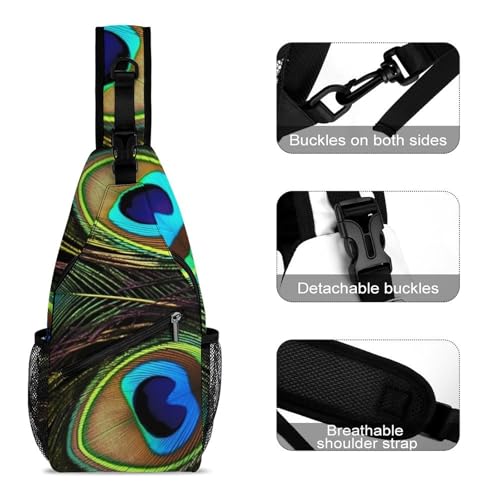 Bolso tipo bandolera con diseño de plumas para senderismo miniatura 3