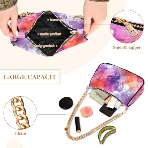 Bolso de hombro para mujer naranja y morado miniatura 2