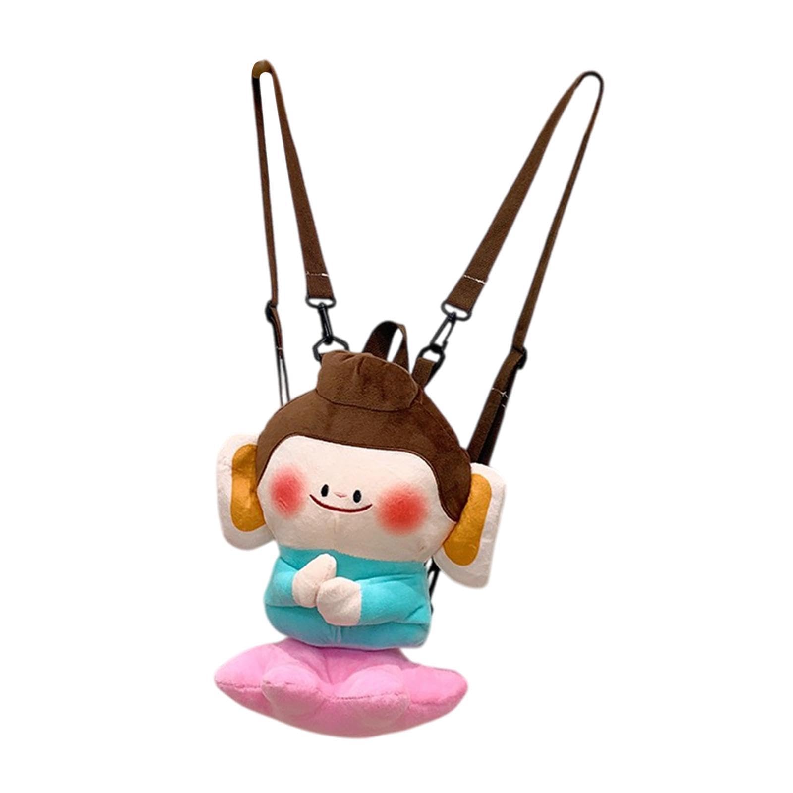 Cute Plush Lotus Flower Buddha Backpack Shoulder Bag for Student Women Teens-image-0