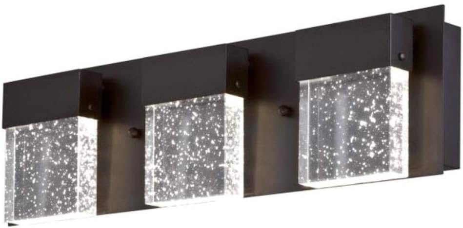 Matte Black LED Vanity Light with Bubble Glass Shades