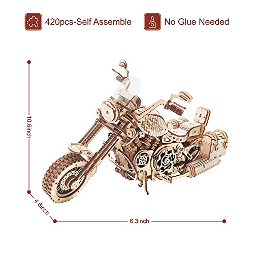Rowood 3D Puzzles For Adults, Model Car Kits, Wooden Model Kit For Adults To Build,Diy Motorcycle Mechanical Gears Building Set Toys For Boys, Christmas Birthday Gift #TOP4