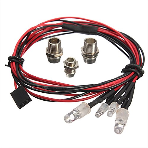 Upgrade LED Lights Fits RC Model Car White Headlamps Headlights & Rear Red Light, White and Red