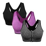 Women's Zip Front Sports Bra Wireless Post-Surgery Bra Active Yoga Sports Bras Plus Size Sports Bra...