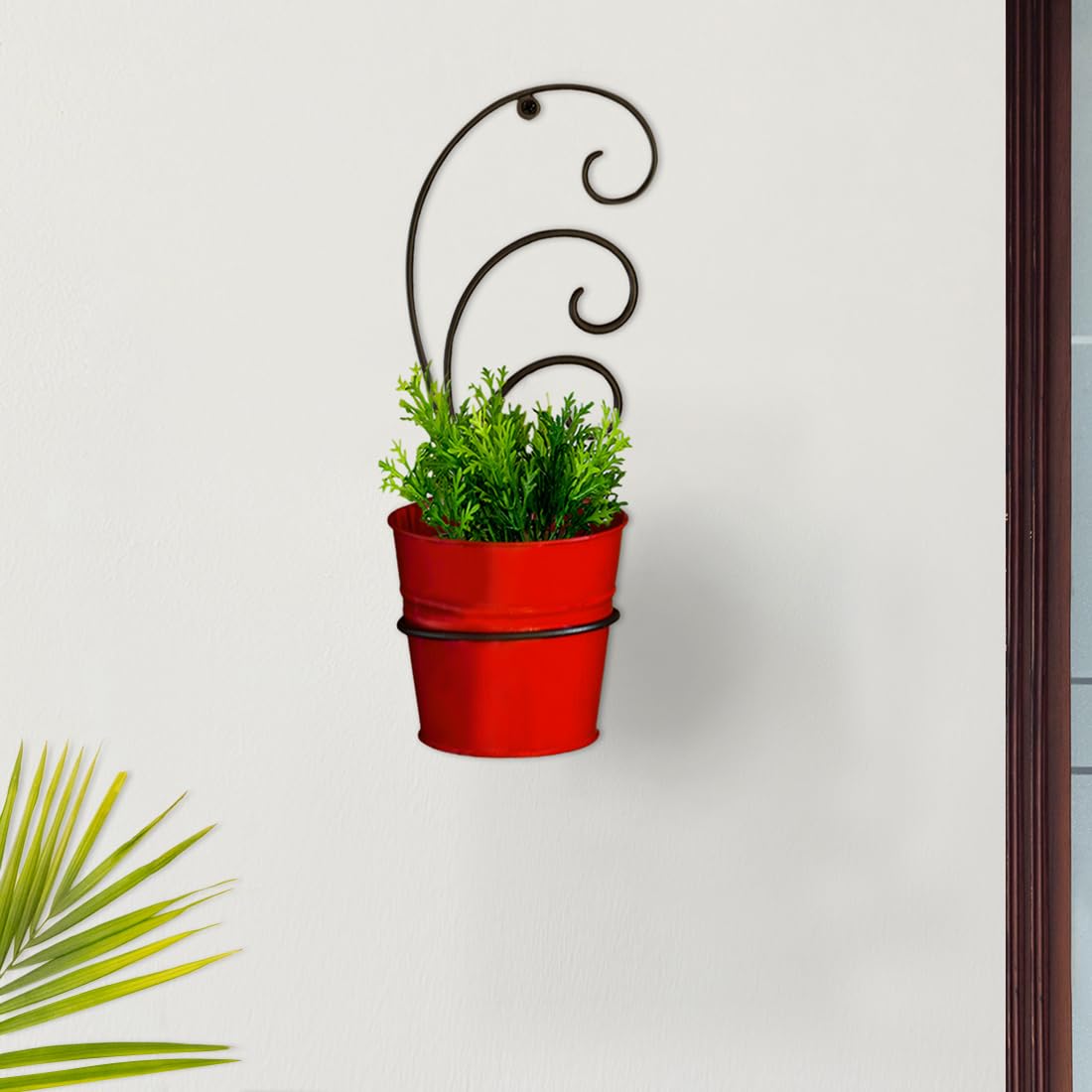 ExclusiveLane The Red Bucket Metal Wall Planters Pot for Indoor Plants with Holder (Galvanized Iron) - Wall Mounted Planters with Stand Plant Containers Balcony Decoration Garden Décor (B07YQZJHYN) Amazon Price History, Amazon Price Tracker