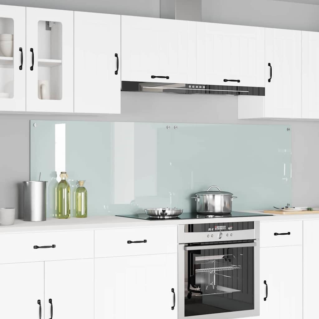 Solivagant Küchenrückwand 2 pcs Weiß 100 x 60 cm Gehärtetes Glas, Küche Esszimmer,Küchenhelfer -utensilien, 26.3 kg-3415529