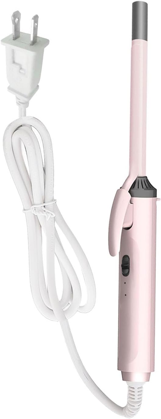 fosa 9mm Thin Curling Wand Hair Curler, Mini Hair Curler Skinny 3/8 Inch Curling Iron, Quick Heat 2 Temp Settings Auto Shut Off for Short Long Hair Styling (US Plug)