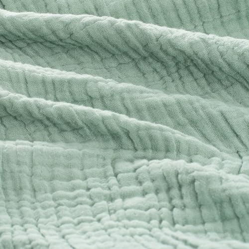 Couverture en mousseline de coton vert sauge, plaid lit et jeté de canapé léger - 7