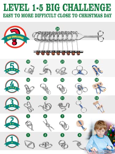 Brain Teaser Puzzle Advent Calendar 2022 - Christmas Gifts For Kids - Brain Teaser Countdown To Christmas For Teens Boys - Calendar Decoration Gift Box With 24 Pcs Metal Wire Puzzle For Adults Girls #TOP1