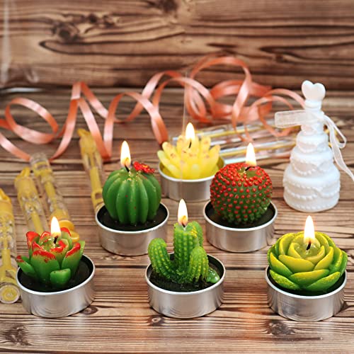 Giftexpress 6 Pcs Succulent Cactus Tealight Candles, Delicate Smokeless Scented Tealight Candles For Home Décor, Spa, Wedding, Valentine's Day, Birthday Gift, Anniversary Celebration #TOP3