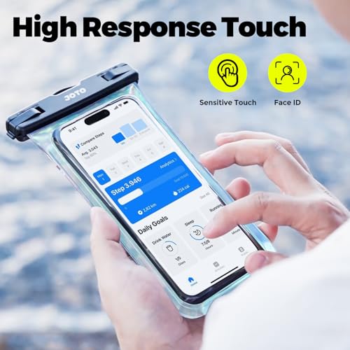 Image of JOTO Up to 7 inch Universal Waterproof Phone Case for iPhone 16 15 14 13 Plus Pro Max, IPX8 Cellphone Dry Bag 12 11 Pro Max XR X 8 7 6S Plus SE, Galaxy S23 S22 S21 S20+ S20 S10 Plus Note, Pixel -Sparkle