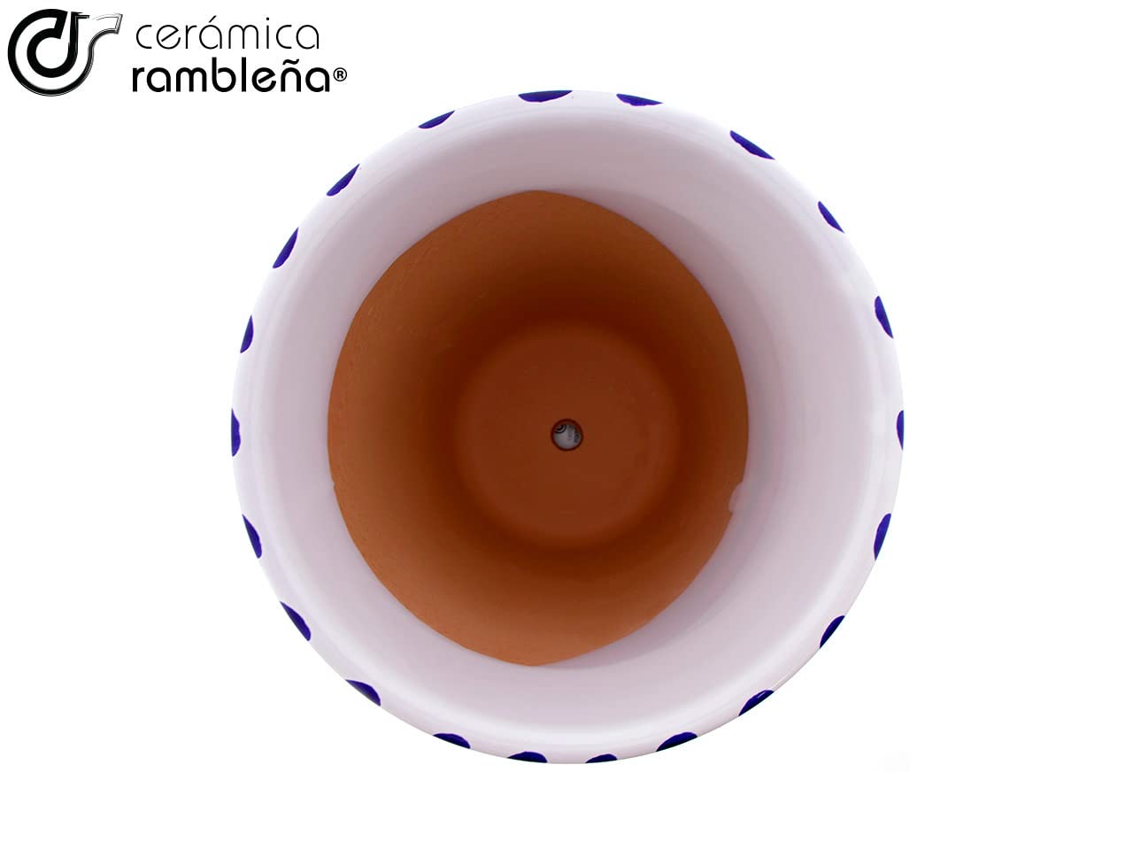 Ceramic RAMBLEÑA | Garnki z czerwonego błota | Dekoracyjne doniczki | Doniczki ceramiczne | Doniczki zewnętrzne | Ozdobione Moneria - D112 | 100% Ręcznie robione dekoracje | 20x20x19 cm | Talerz w zestawie