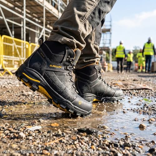 Image of SUREWAY Men's 6 inch Soft /Steel Toe Lightweight Waterproof Work Boot - Leather,Lace Up,Oil /Slip Resistant Dual-Density Comfortable EH Construction Industrial Ankle Safety Men Work Boots,Roofing, Hunting