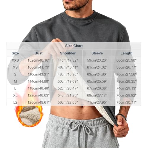 Men's Sherpa Lined Sweatshirt Crewneck Long Sleeve Thermal Pullover Shirts - image 2