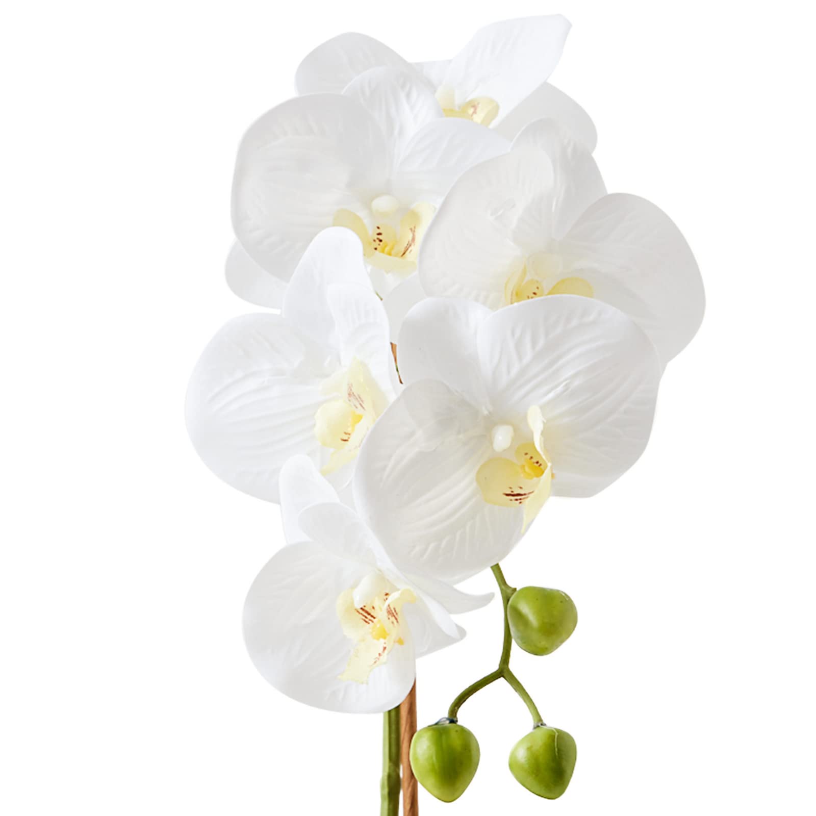 Hisow Orchids Artificial Flowers, 15" Faux Orchid in Gold Flower Pot Real Touch Flowers in Pot Large Flower Arrangements Artificial Centerpiece for Home Living Room Bathroom Kitchen Decoration (White)