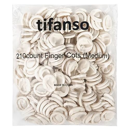 tifanso Finger Cots Disposable, Medium Finger Thumb Gloves Protectors, Sleeves Covers Protection for Fingertips (Approx.210 PCS)