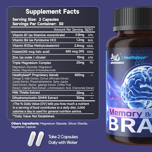 Image of Nootropic Brain Supplements for Memory and Focus, 60 Capsules