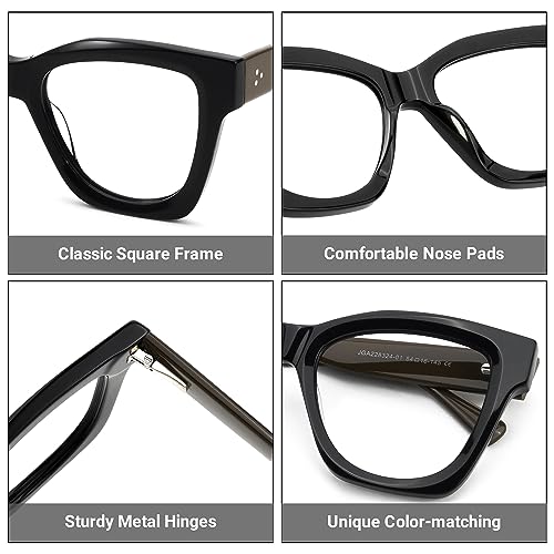 Image of Zeelool Stylish Oversized Square Glasses Blue Light Blocking Glasses for Women Men Ada ZJGA228324-01 Black