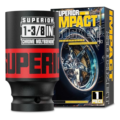 Image of 1 /2 inch Drive Impact Socket, 1-3 /8 Inch Deep Socket, SAE, 6 Point, CR-MO, for Automotive Maintaince Truck Tires Jumbo Fasteners