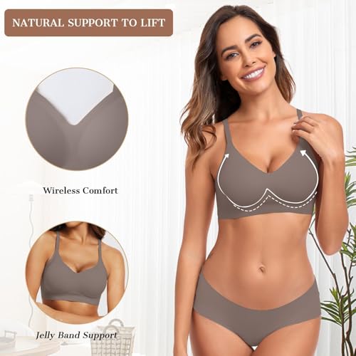 Image of OEAK Womens Wireless Jelly Bras Comfortable Push Up Bra No Underwire Gel Bra Full Support Lift Everyday Seamless Tshirt Bras