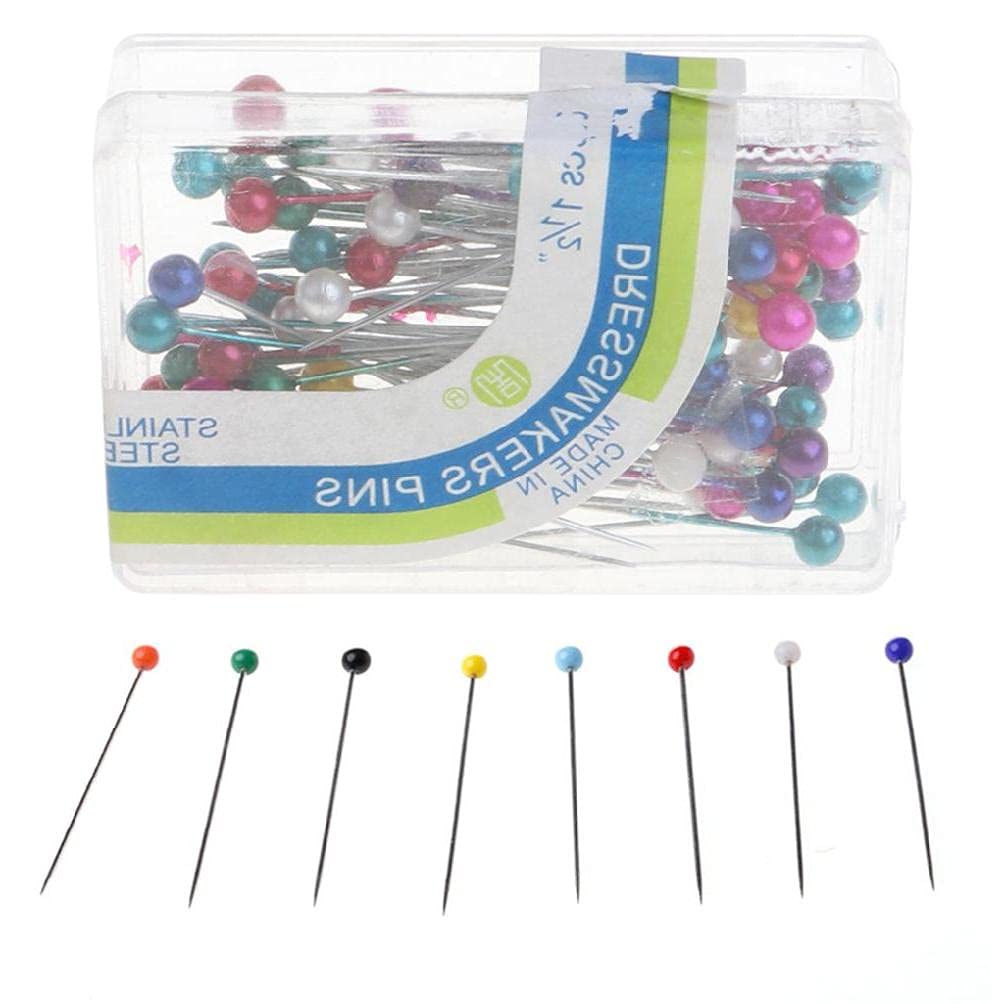 100Pcs Dressmaking Sewing Pin Straight Pins Round for Head Color Pearl Corsage Pearl Head Pins 1 Inch
