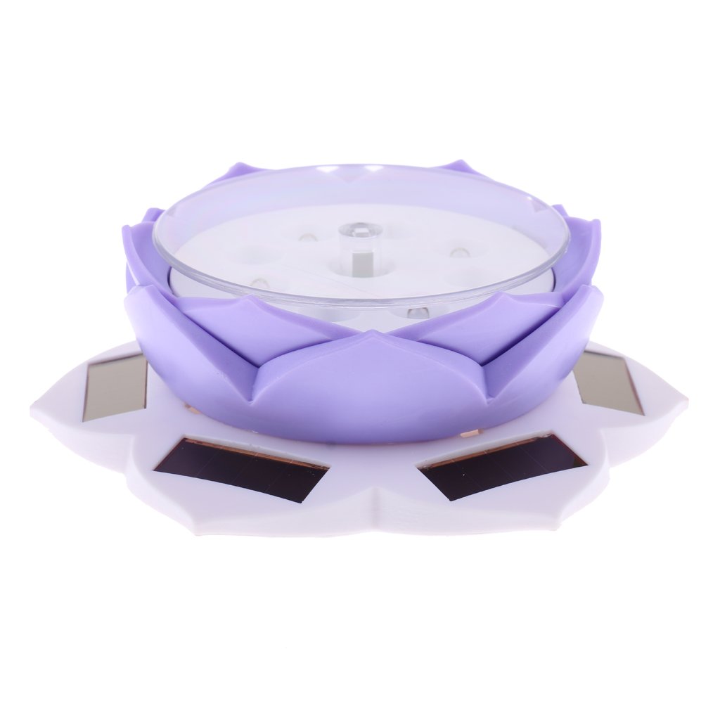 SaniMomo 2-in-1 360° Rotating Solar Powered Lotus Lamp Display Stand Watch Jewelry Holder - Purple White