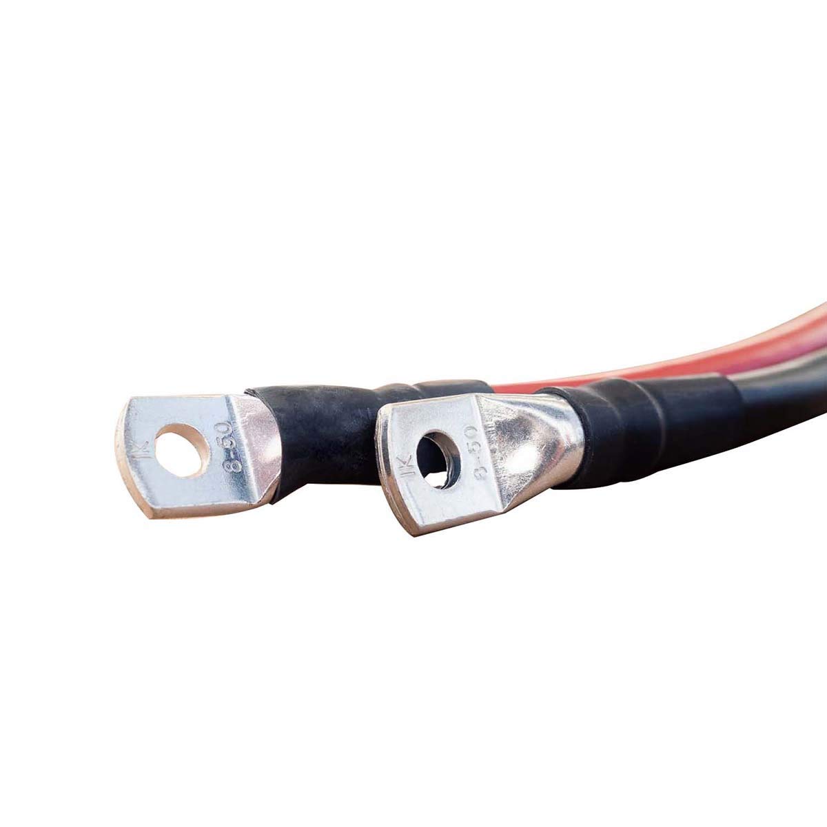 ECTIVE Batteriekabel - M8/M8, 3m, rot/schwarz, Kupfer, 50 mm² - Massekabel, Batterieladekabel, Stromkabel mit Ringösen für 12V Motorrad Batterie, Versorgungsbatterie, Traktionsbatterie