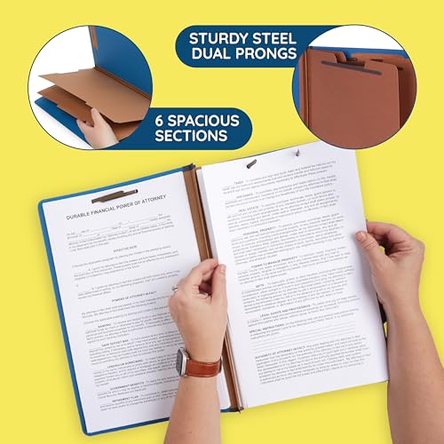 10 Dark Blue Classification Folders with Dividers - Employee Personnel File Folders – 2'' with Two Prong File Folders for Medical, Law Files - Pressboard Classification Folders 2 Dividers Legal Size by Blue Summit Supplies - Image 3