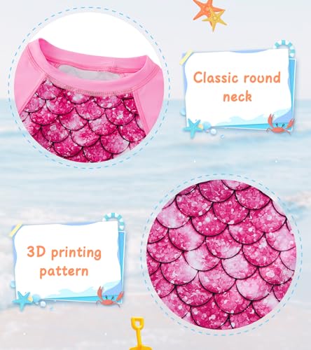 Image of UNIFACO Toddler Girls Swimsuit Rashguard Set Summer Beach Breathable Tankini with UPF 50+ Sun Protection 2-8T
